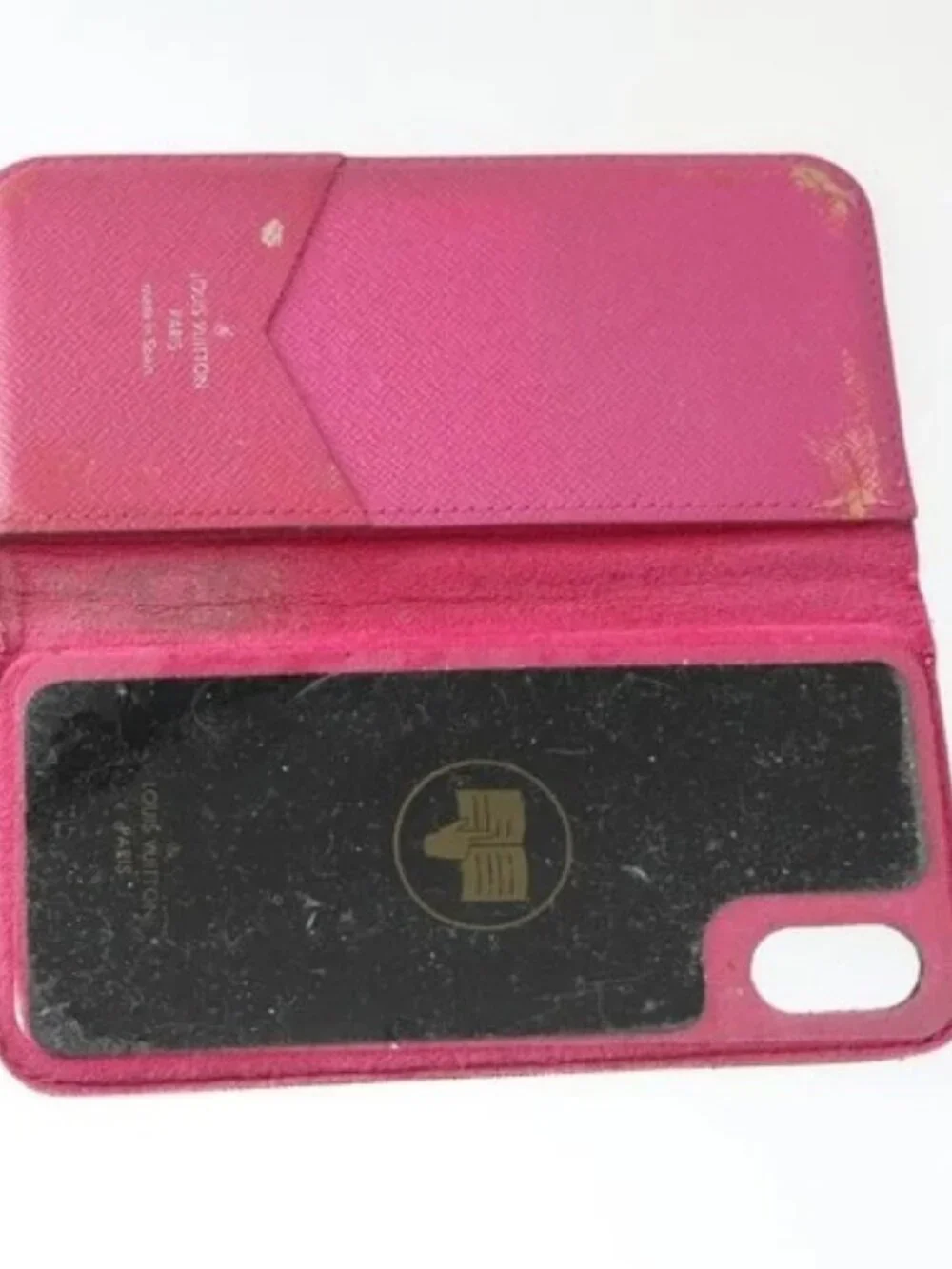 LOUIS VUITTON Monogram iPhone Case Leather 10 Set Beige LV Auth bs32346